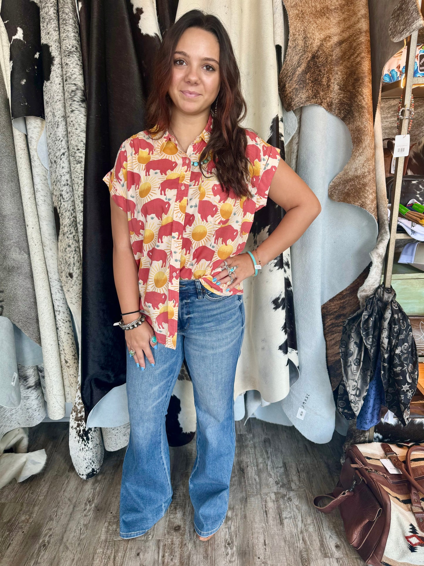Sunset Buffalo Button Up
