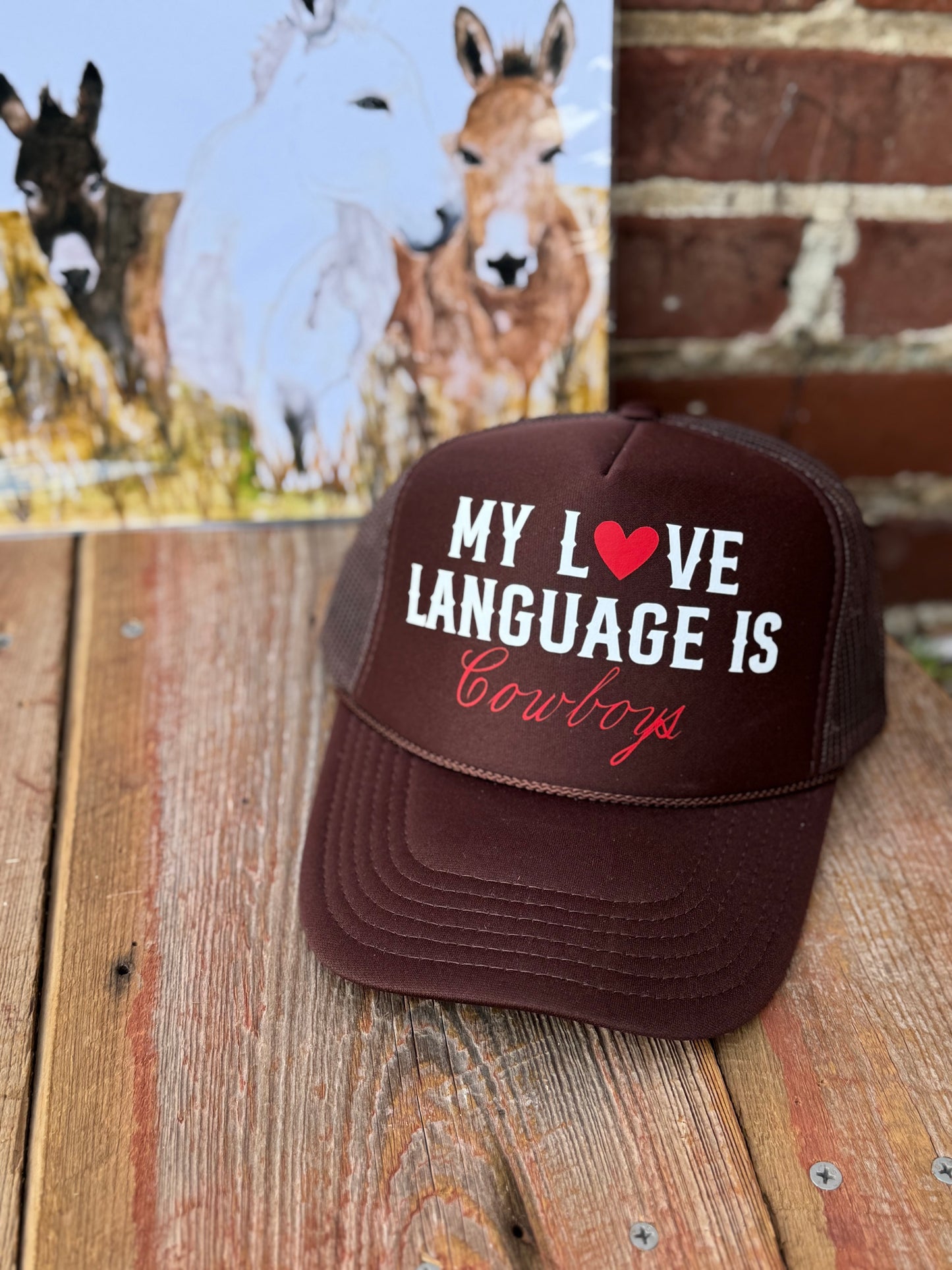 Cowboy Love Language Foam Trucker Hat | Brown
