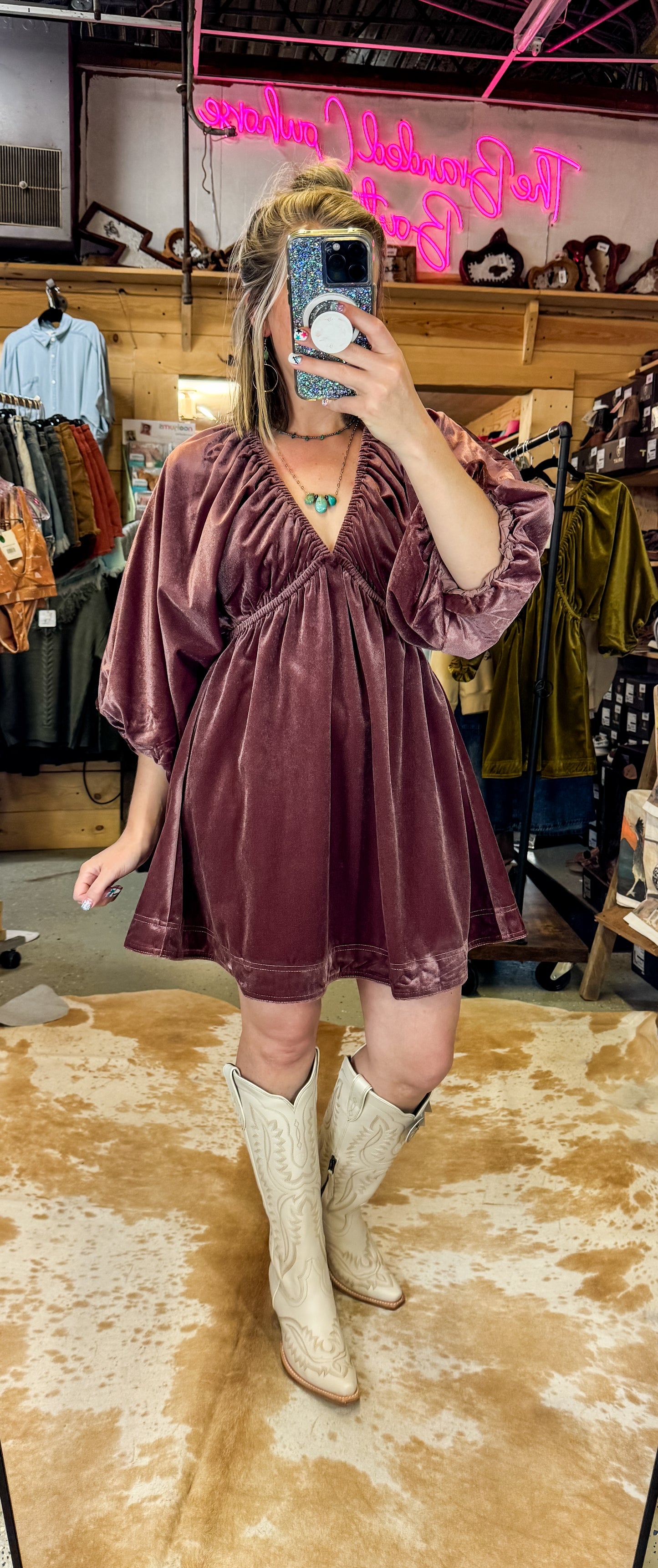 The Velvet Saloon Puff Sleeve Dress