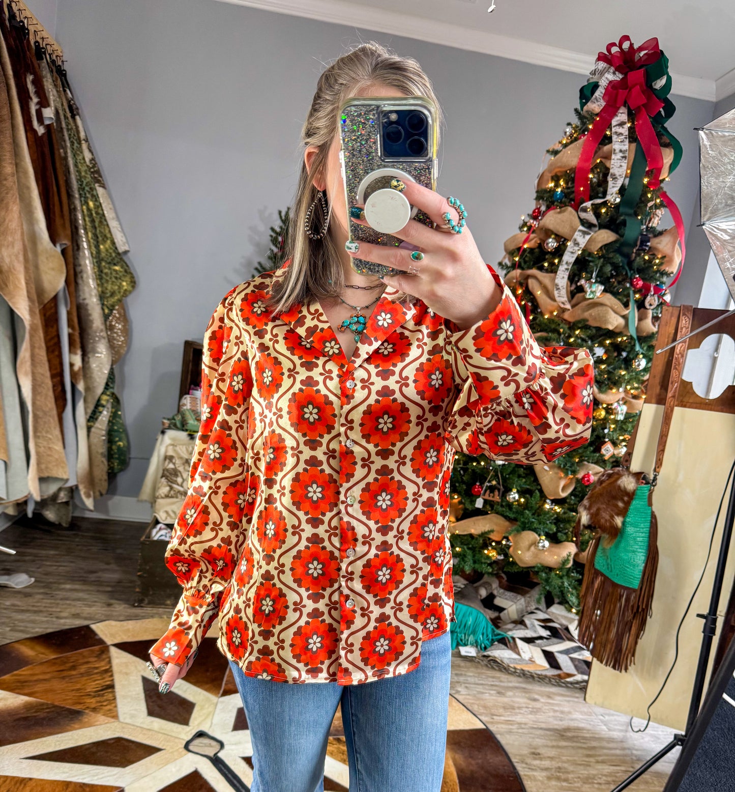 Poppy Pouf Sleeve Button Up Shirt