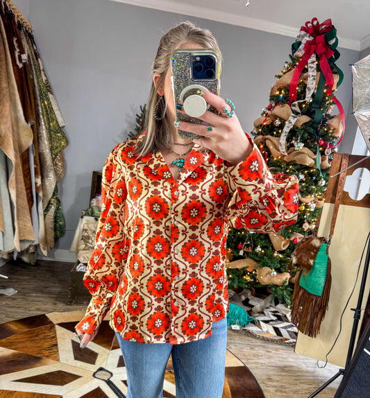 Poppy Pouf Sleeve Button Up Shirt