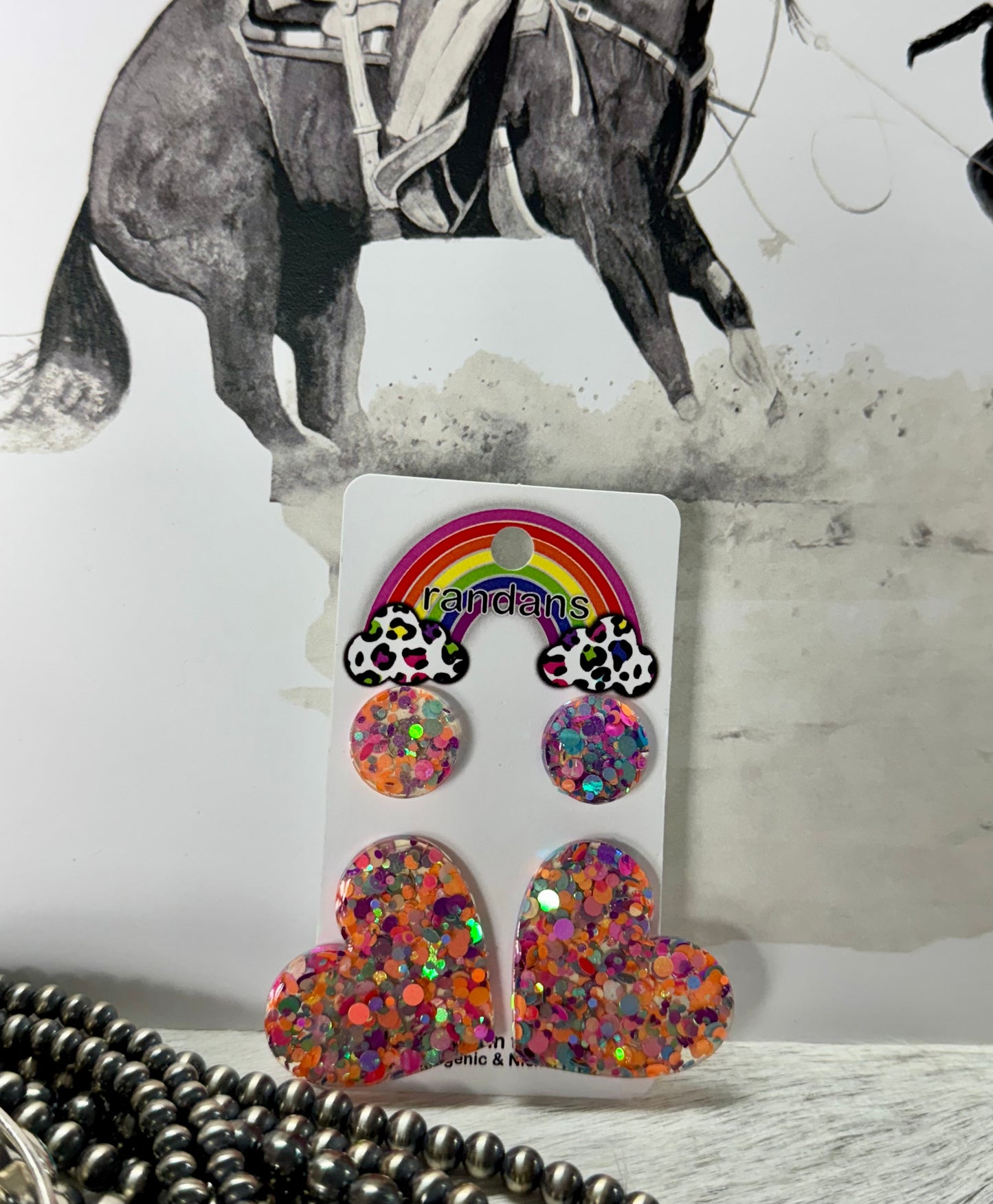 Confetti heart studs earrings