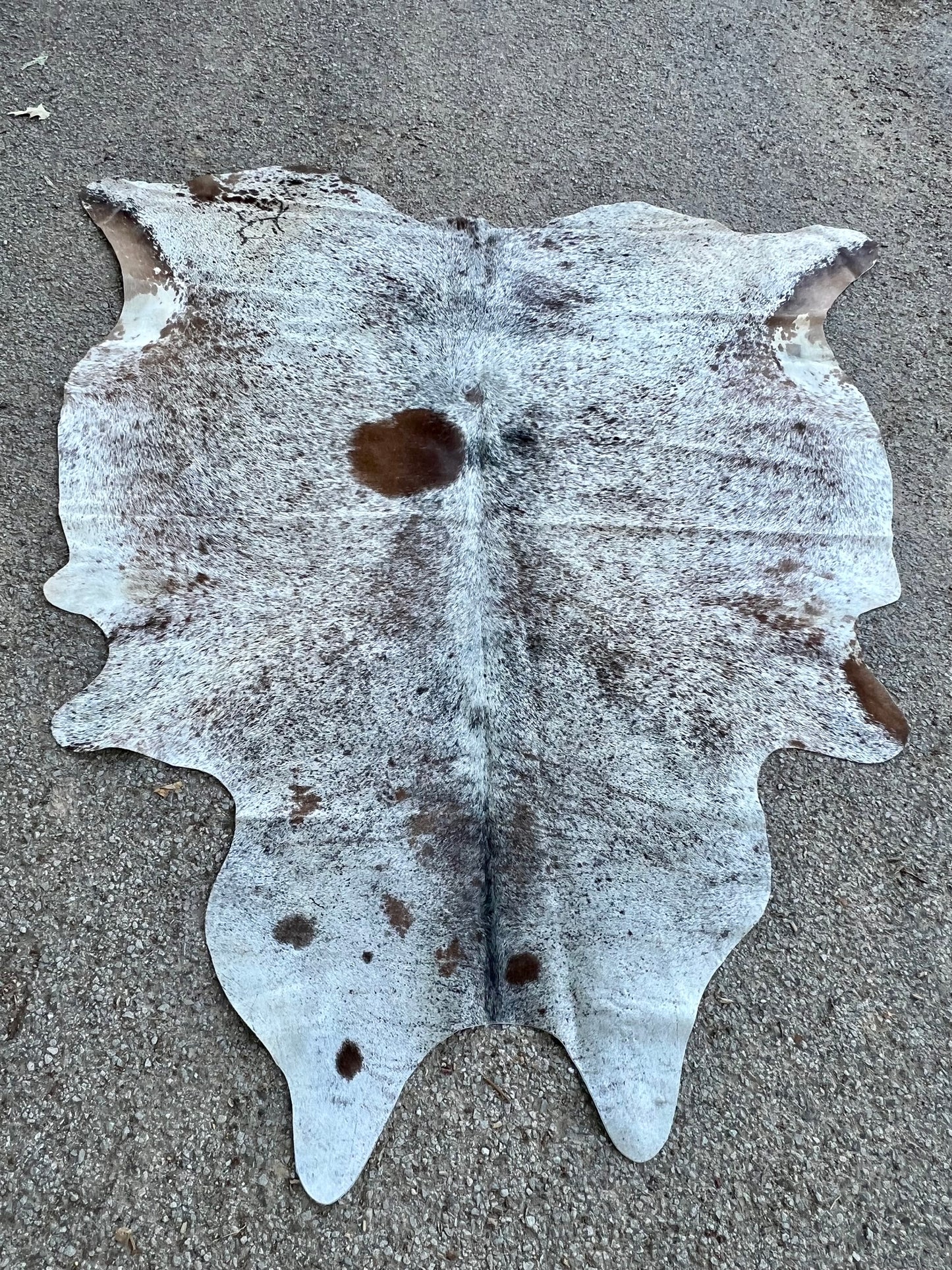 Brown/White Salt & Pepper Cowhide Rug 7X6.5'
