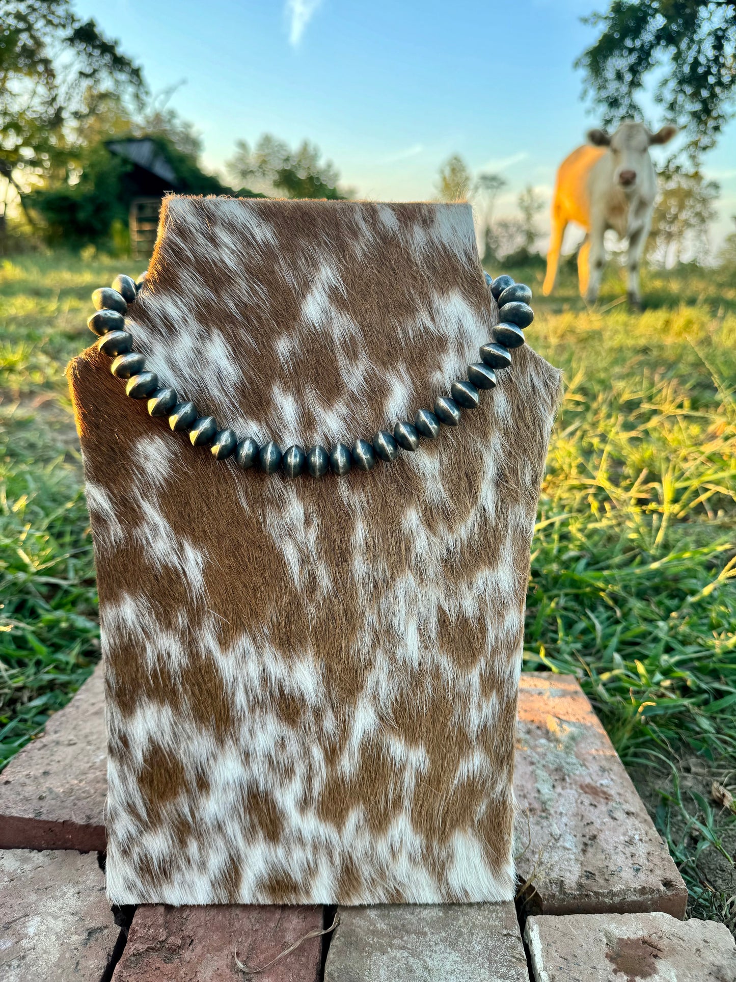 Navajo Strung Sterling Silver Saucer Pearls
