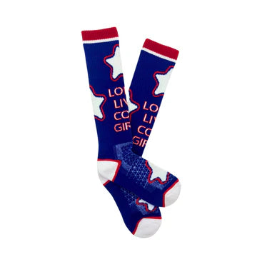 LONG LIVE COWGIRLS RED/BLUE PERFORMANCE SOCKS