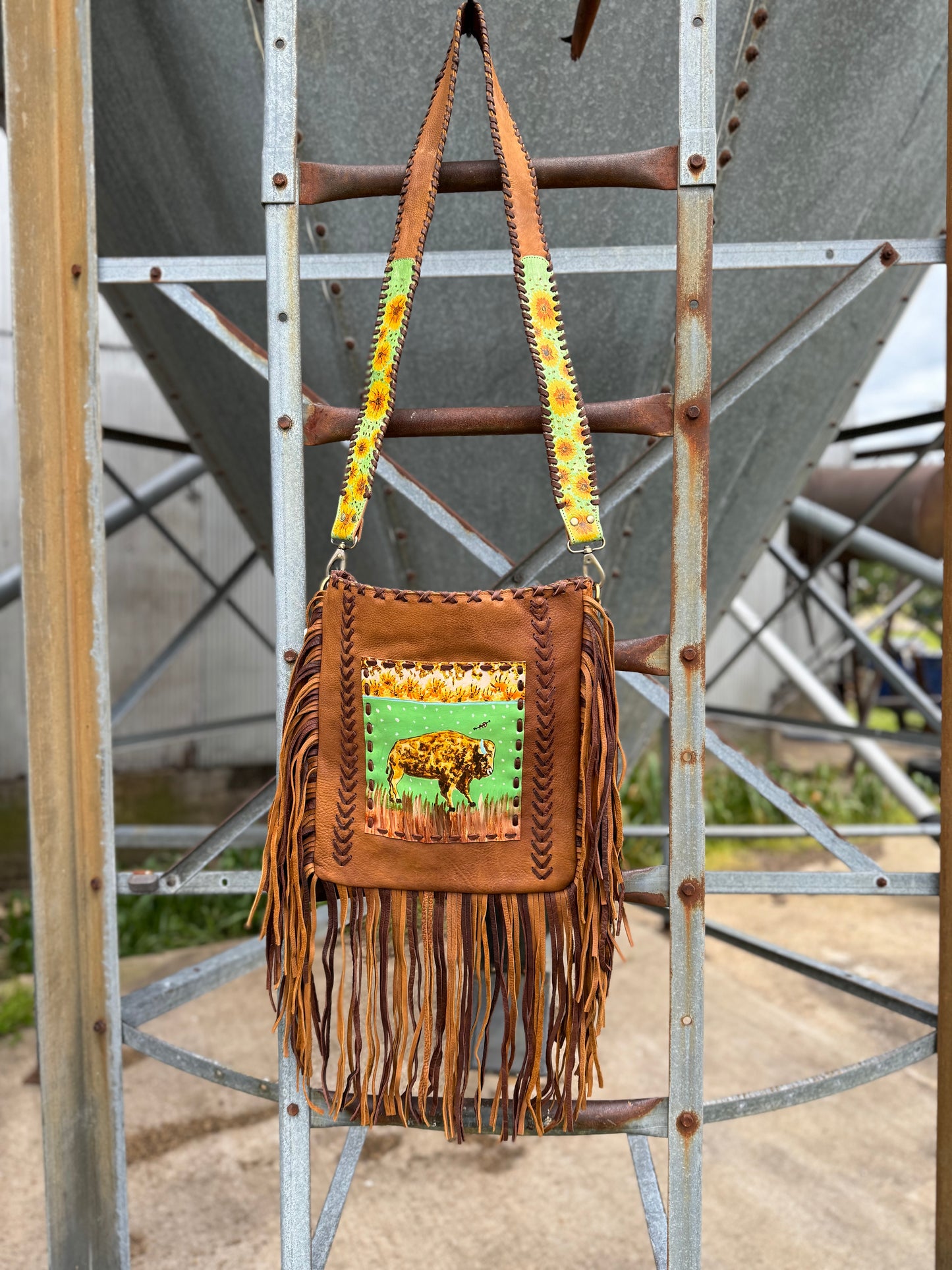 American Darling Purse Fringe Hand Painted Buffalo