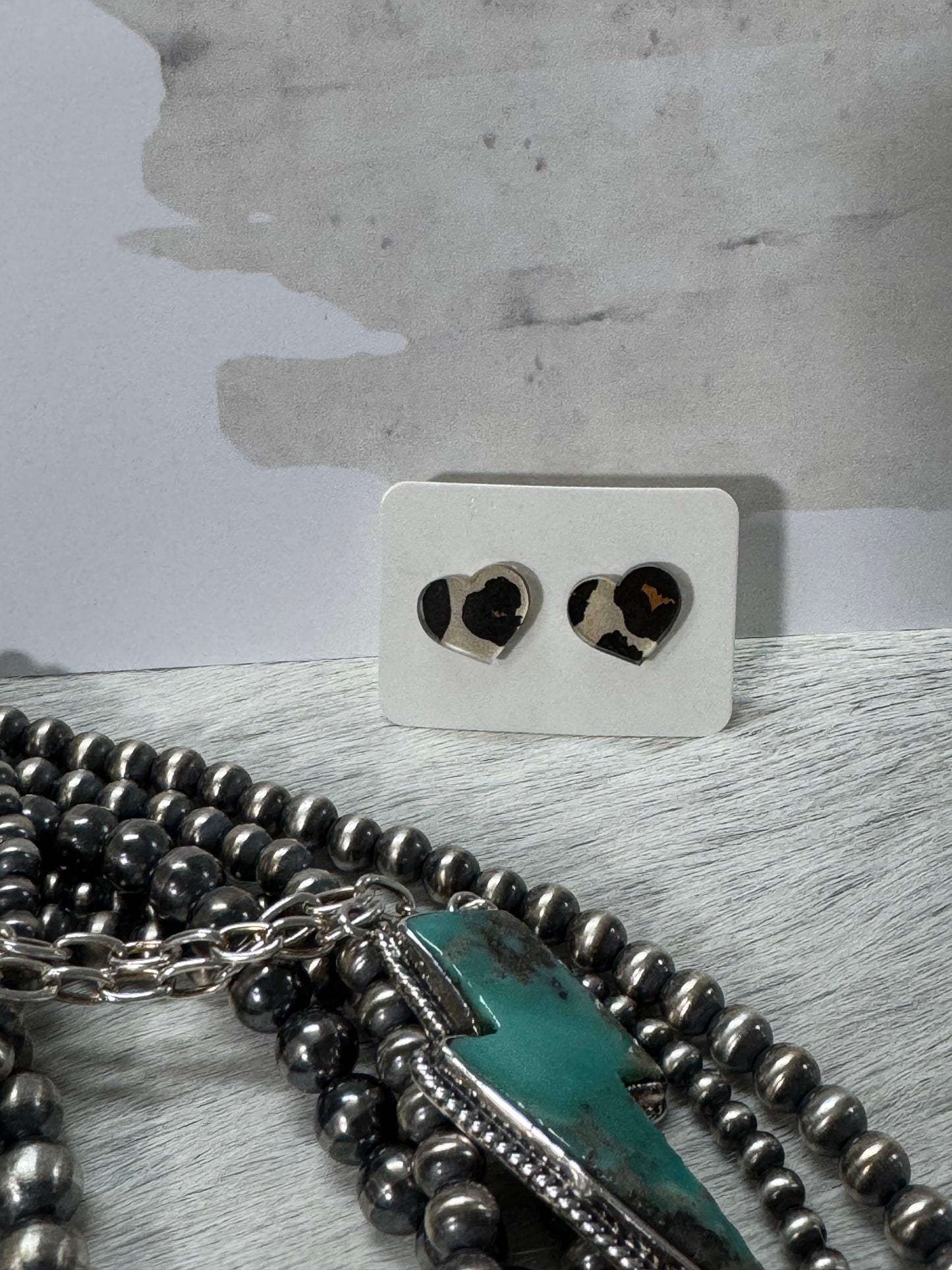 Cheetah Heart Studs