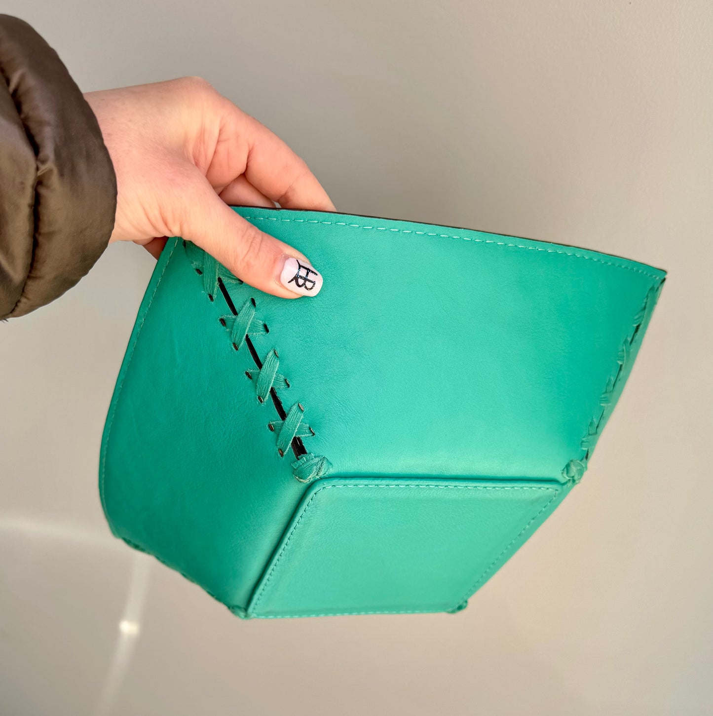 Genuine Leather Tooled Basket