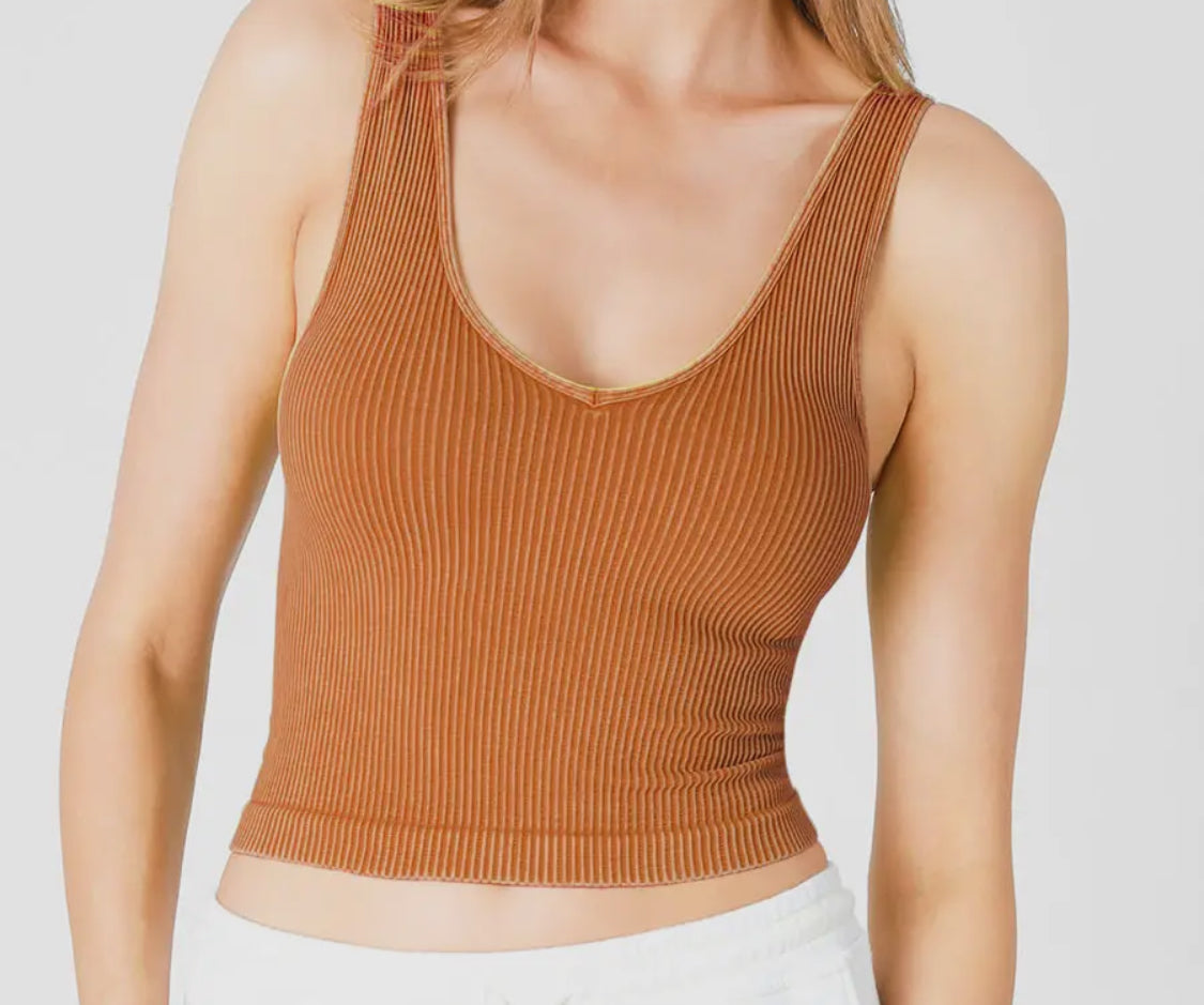 Vintage Reversible Scoop/V-Neck Crop Top