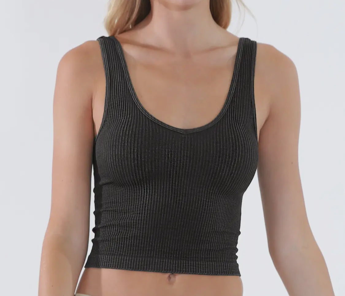 Vintage Reversible Scoop/V-Neck Crop Top