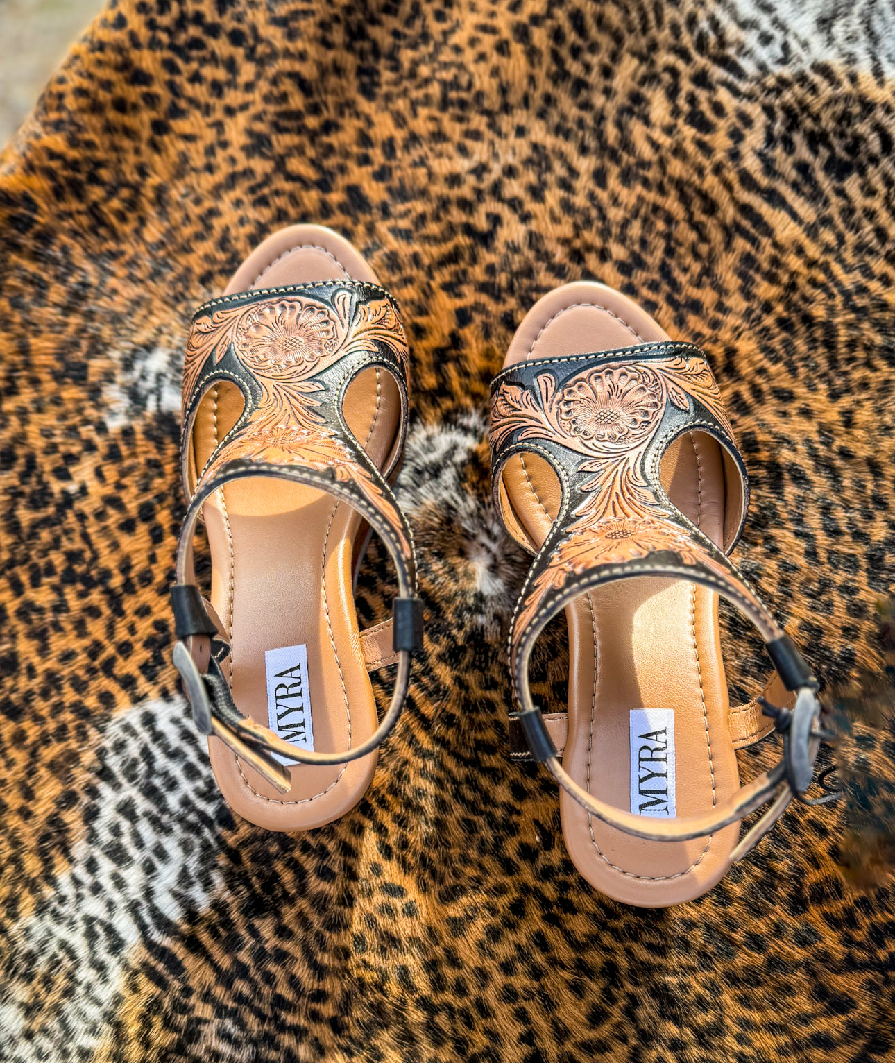 Talitha Hand-Tooled Wedge Heel Shoes