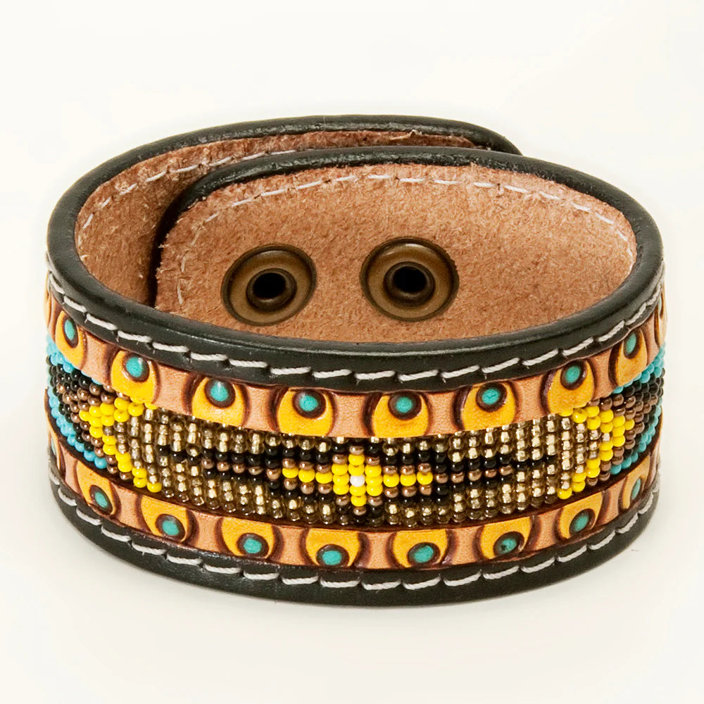 Mustard Beaded Cuff Bracelet