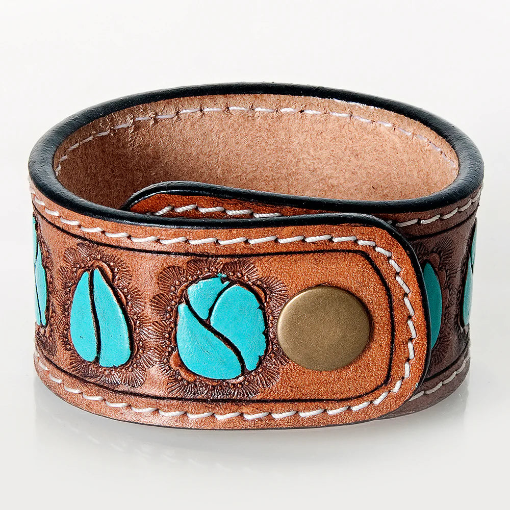Turquoise Stone Leather Cuff Bracelet