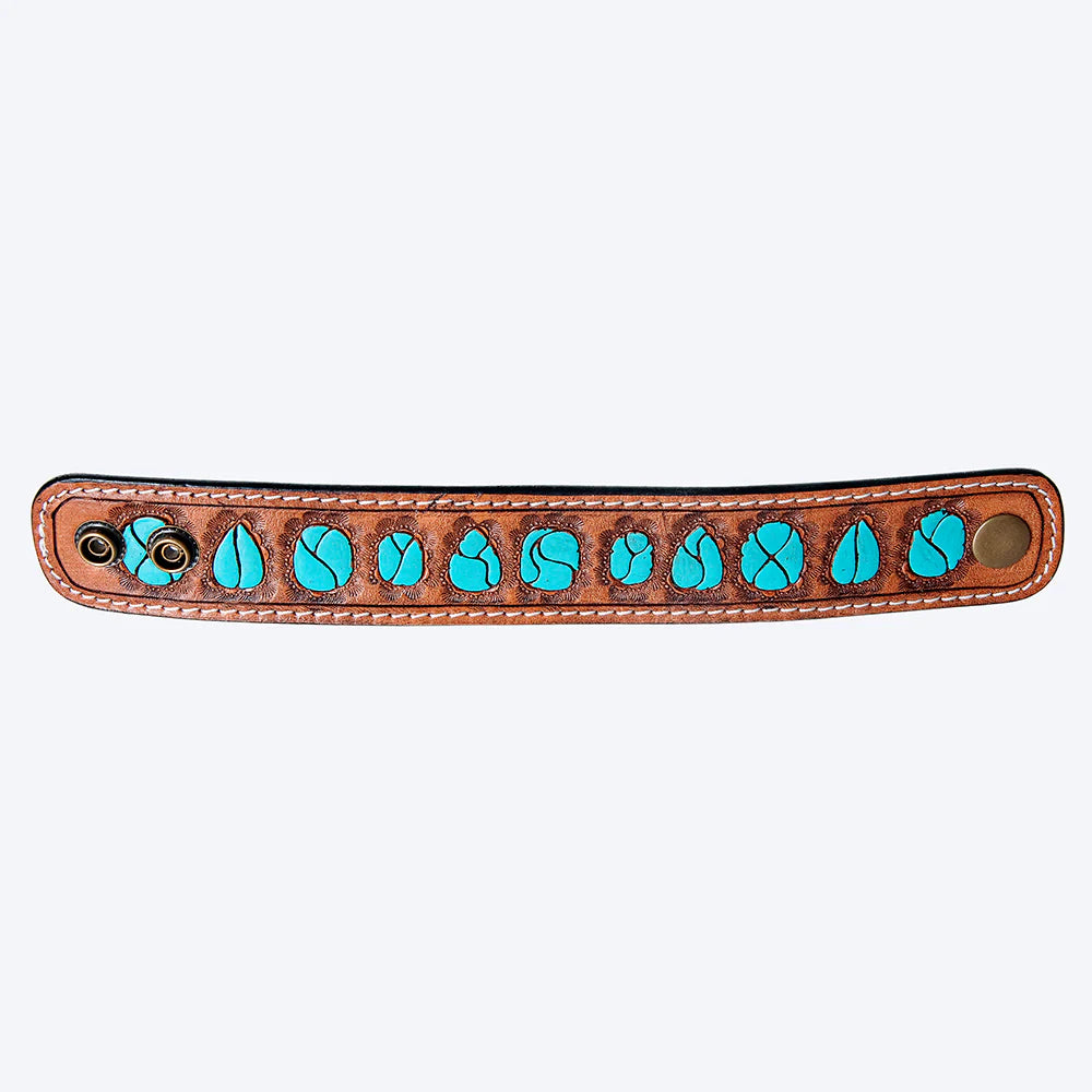 Turquoise Stone Leather Cuff Bracelet