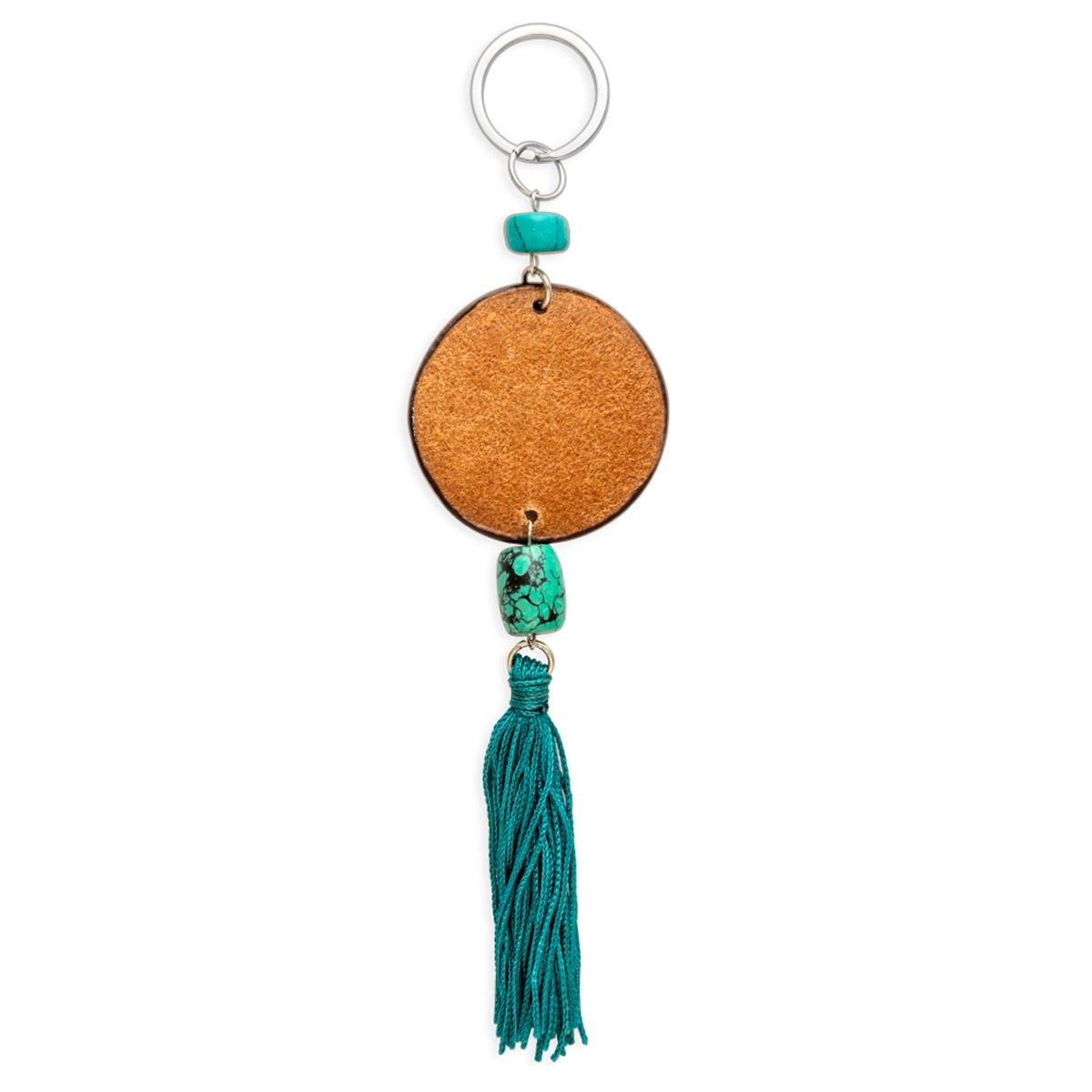 Turquoise Bloom Hand-Tooled Keychain