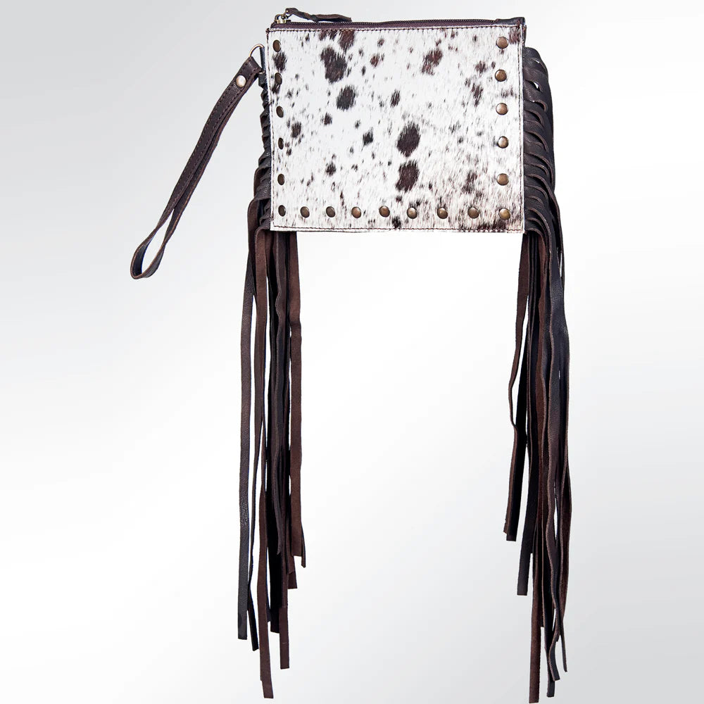 Wristlet Hide Purse with Fringe
