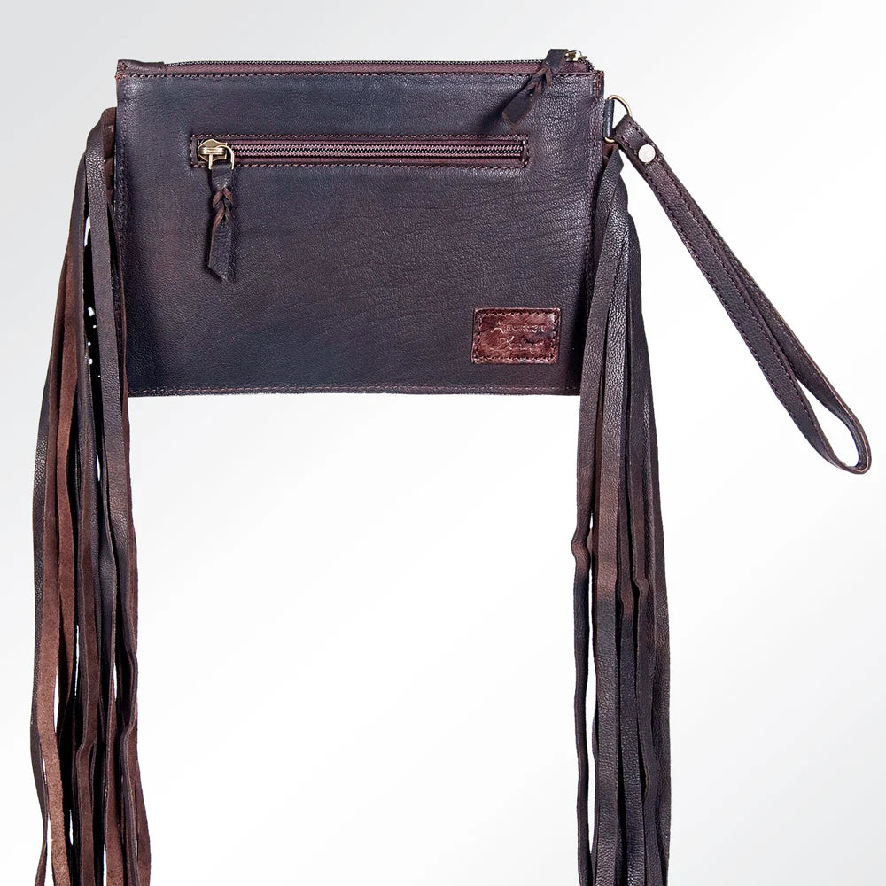 Wristlet Hide Purse with Fringe