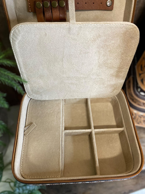 Boot Stitch Hand Tooled Leather Jewelry Case