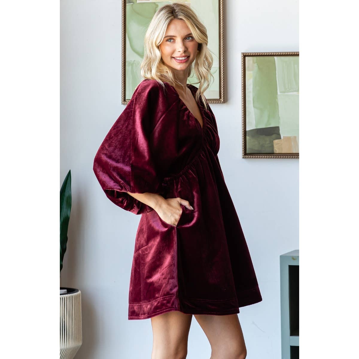 The Velvet Saloon Puff Sleeve Dress