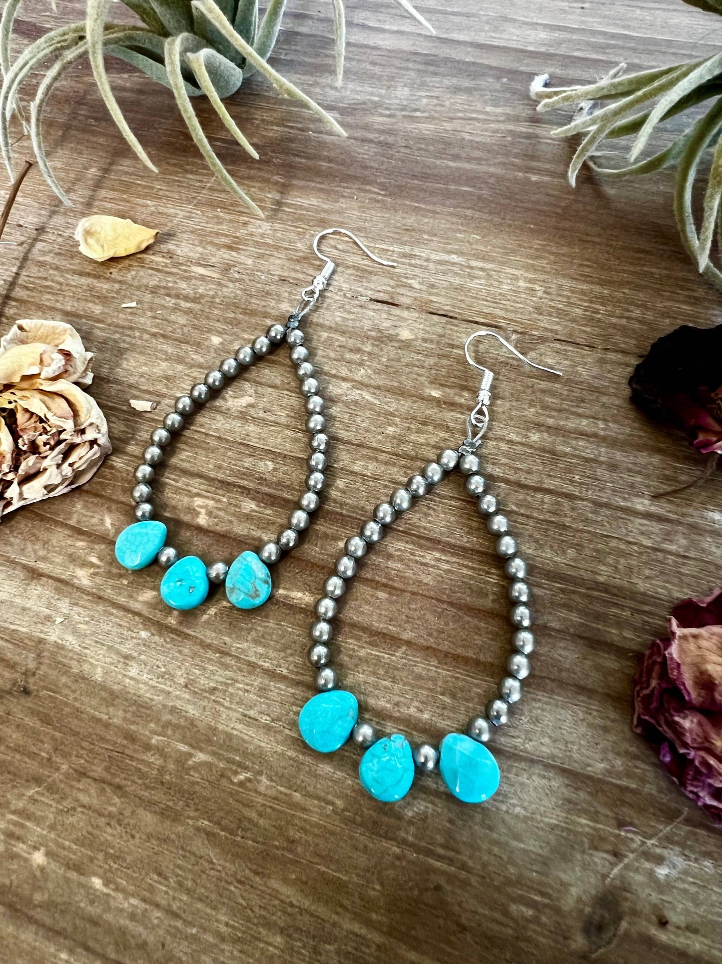 Magnesite Turquoise Tear Drop Earrings