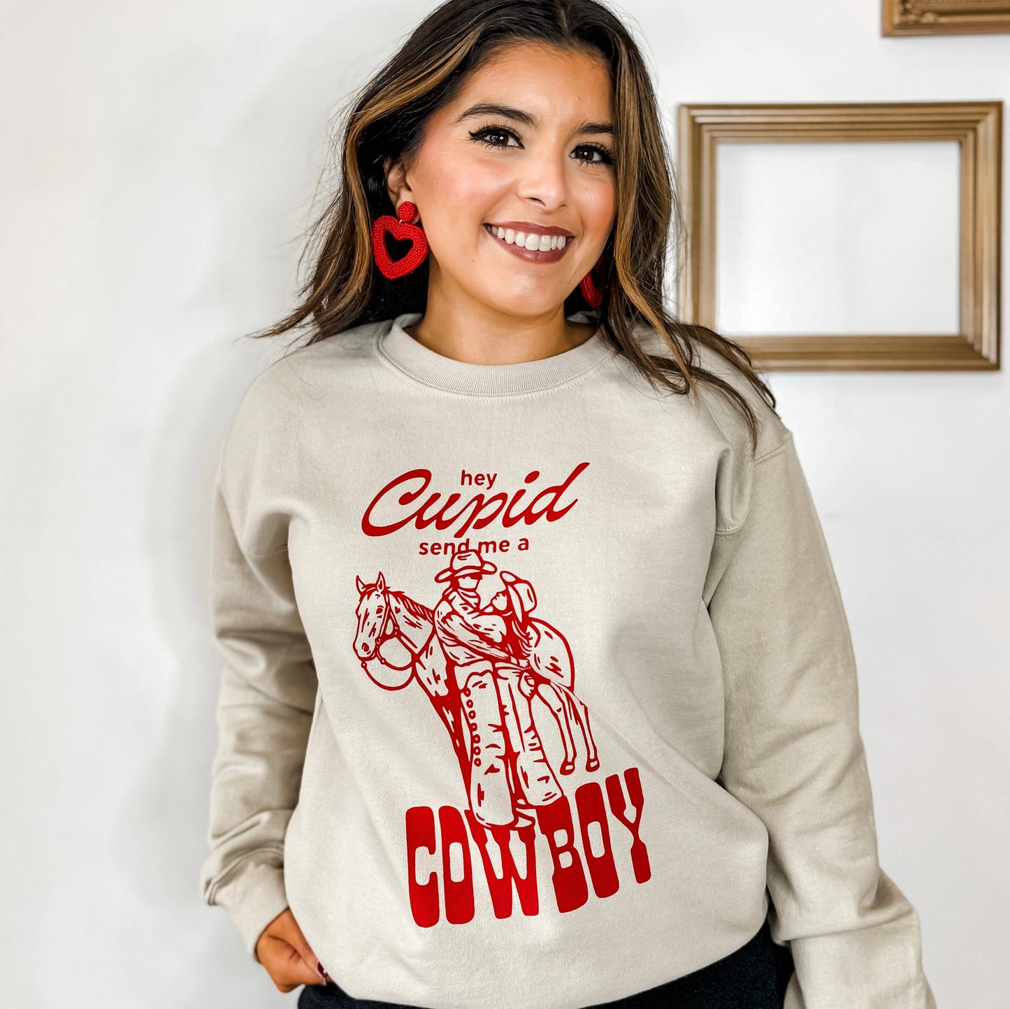 Hey Cupid Cowboy Crewneck Sweatshirt, Valentine's Day Shirt