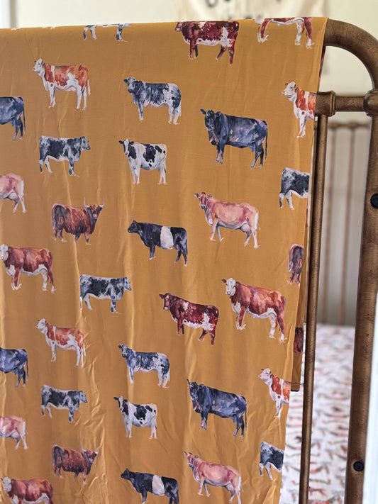 Painted Cows Bamboo Swaddle