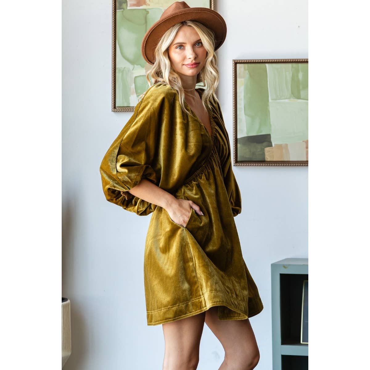 The Velvet Saloon Puff Sleeve Dress