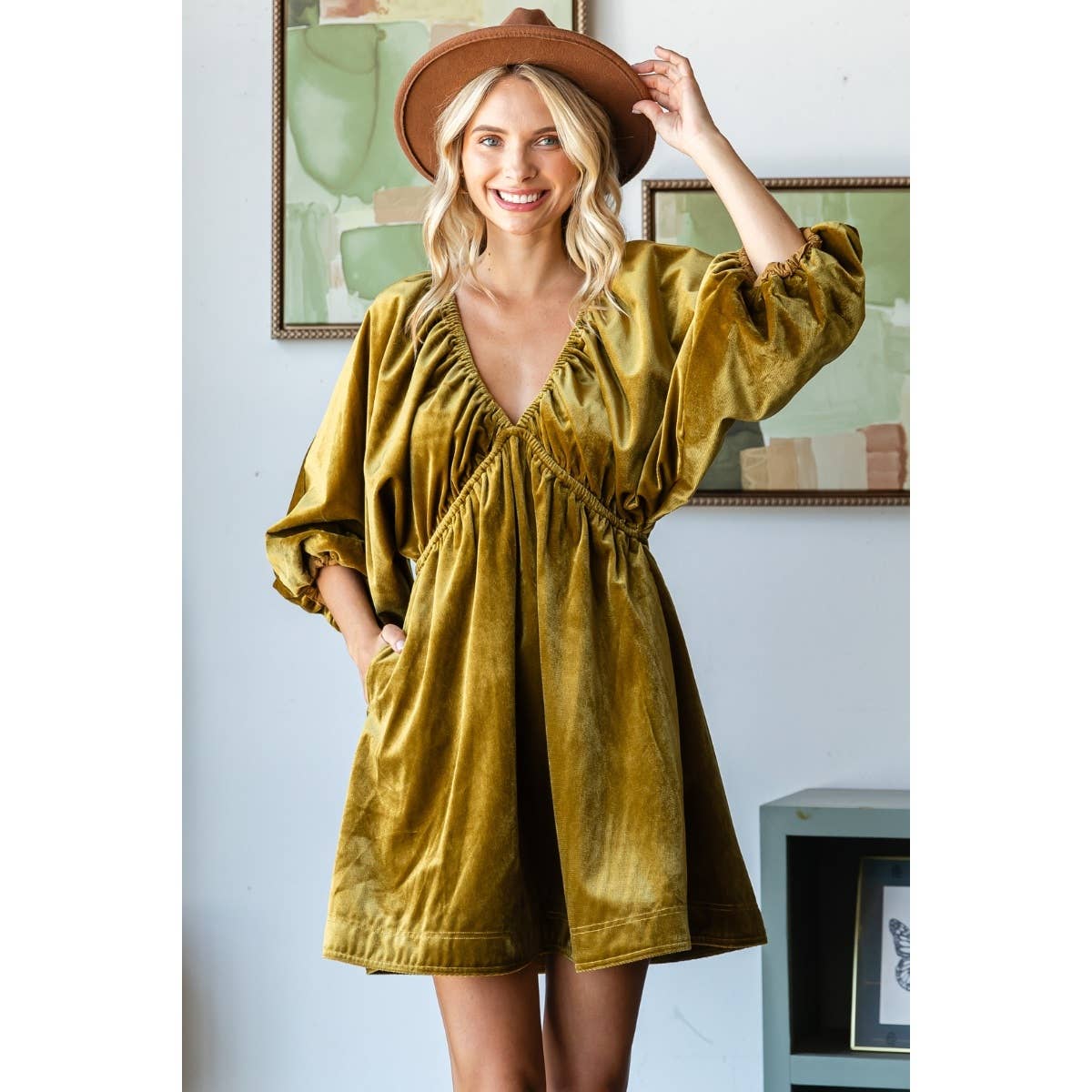 The Velvet Saloon Puff Sleeve Dress