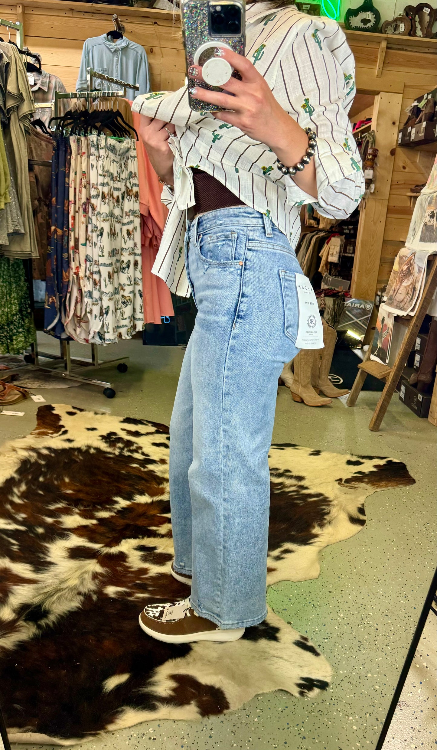 Tummy Control High-Rise Crop Wide Jeans
