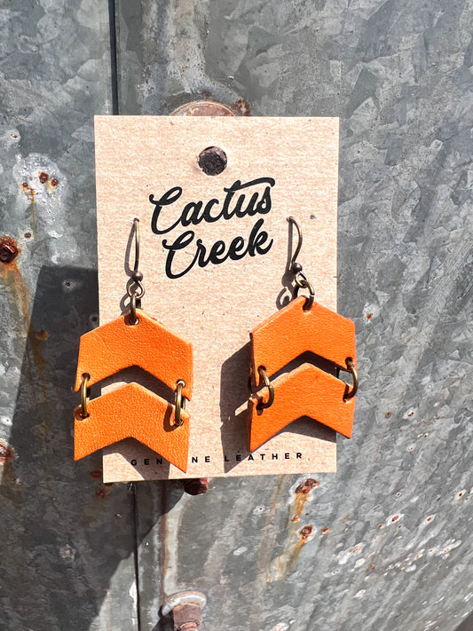 Rey Chevron Leather Earrings