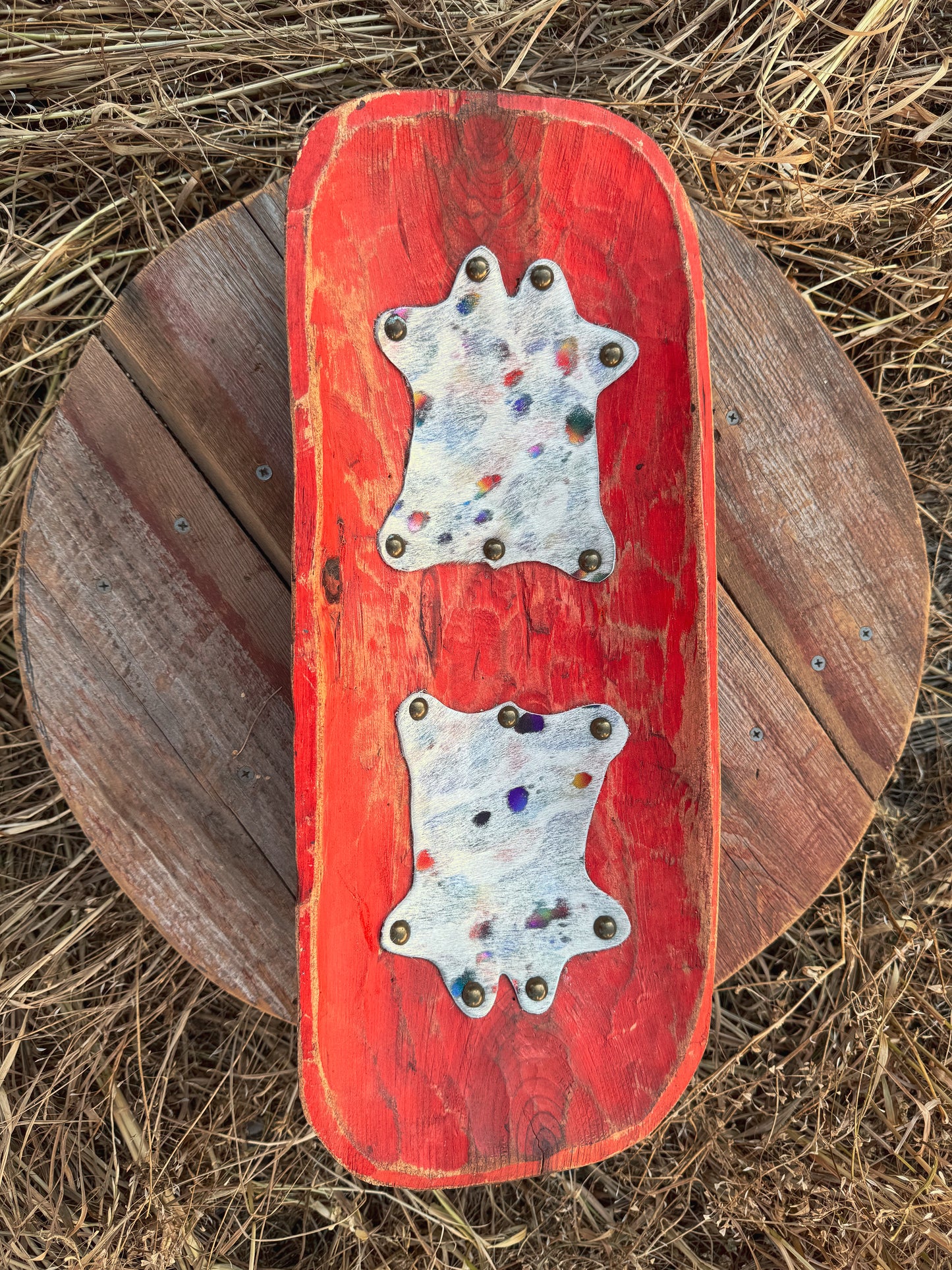 Vintage Red Hide-on Dough Bowl