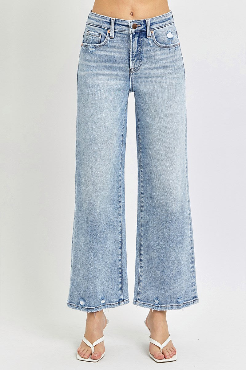 Tummy Control High-Rise Crop Wide Jeans