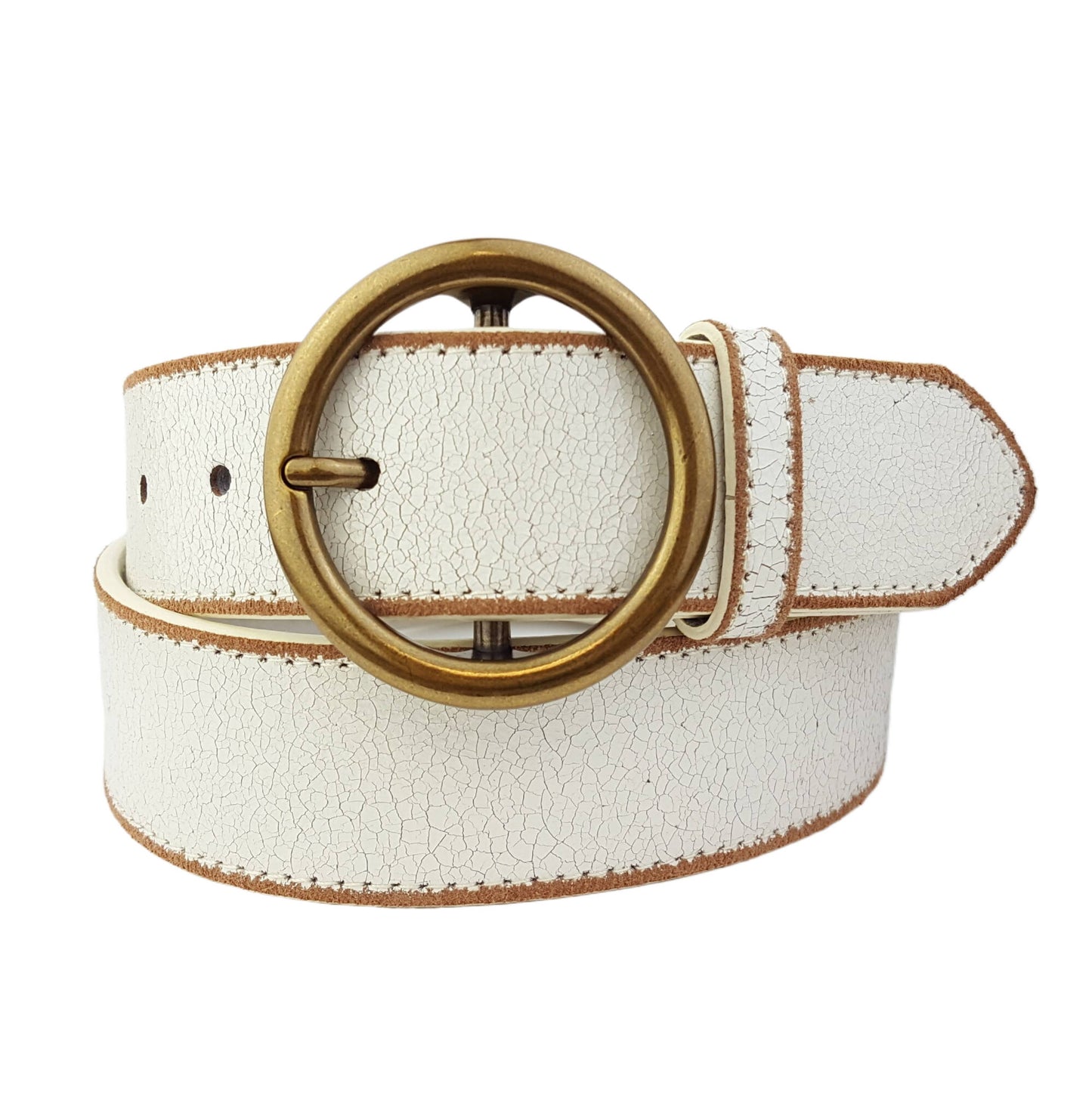 Vintage Leather belt with distress burnish edge