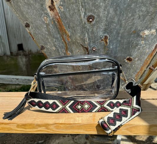Clear Stadium Purse Black/Maroon