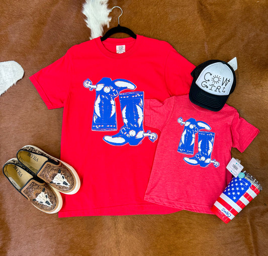 Red, White, and Boots Kid's Tee