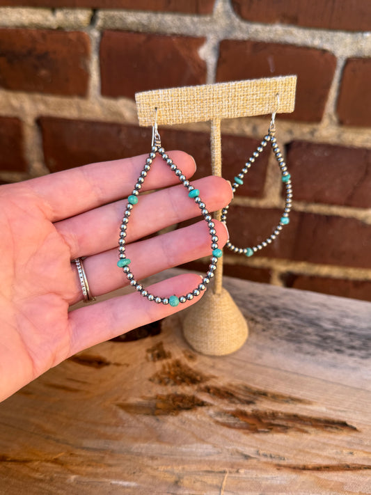 Sterling Pearls & Bits of Turquoise Earrings