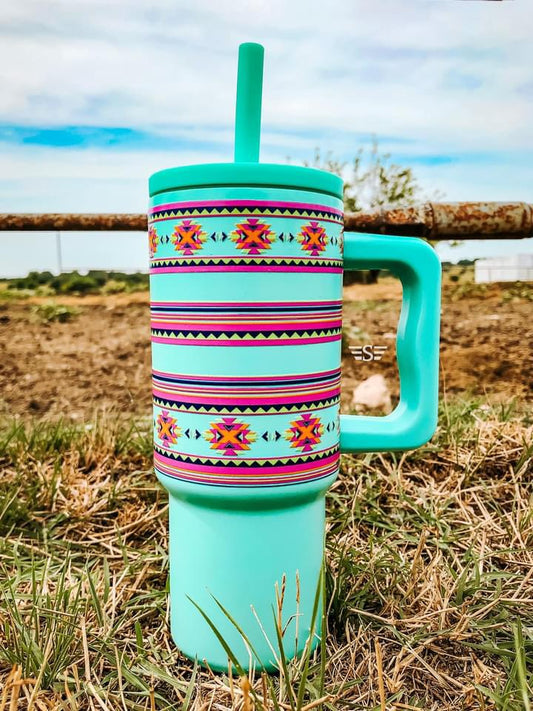 Turquoise Montezuma Aztec 24oz Tumbler