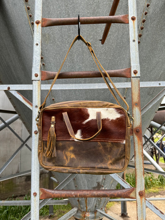 Cowhide Detail Laptop Bag