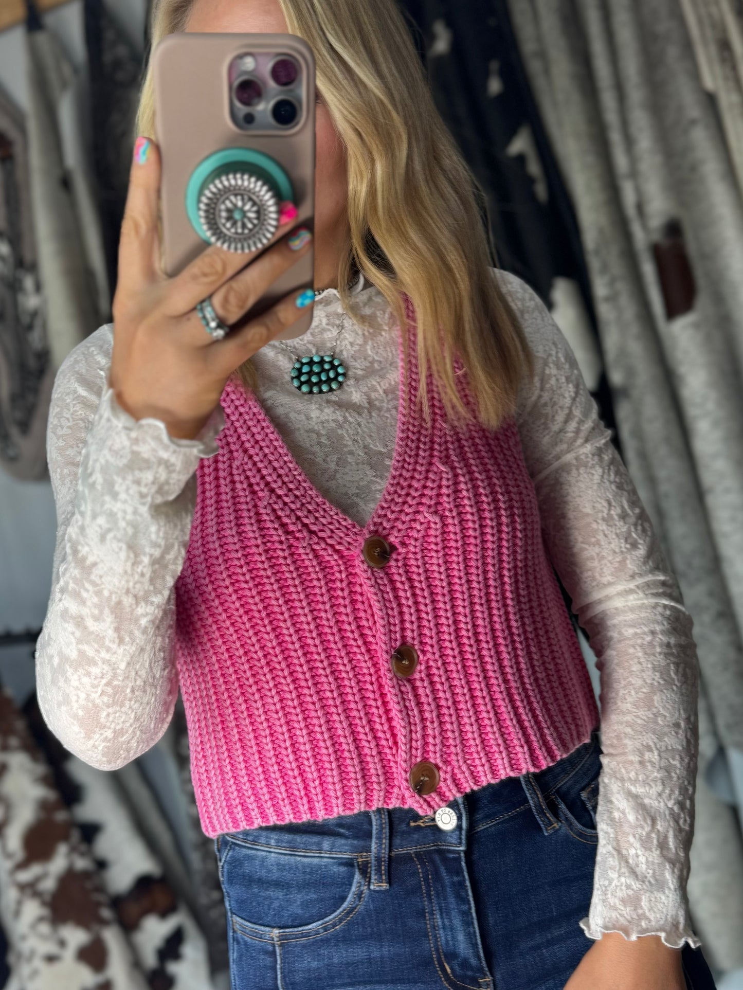 Annabelle Button Down Sleeveless Sweater Top