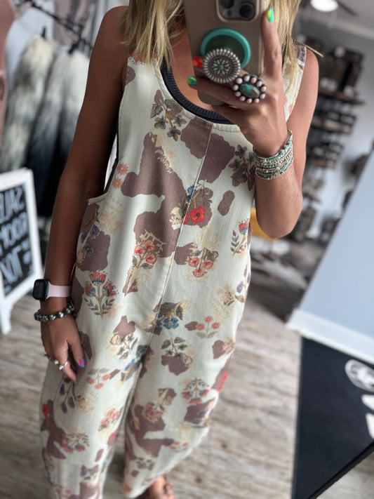 Rustic Blooms Twill Overalls