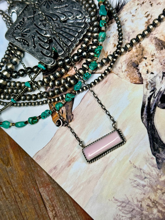 Pink Conch Bar Necklace