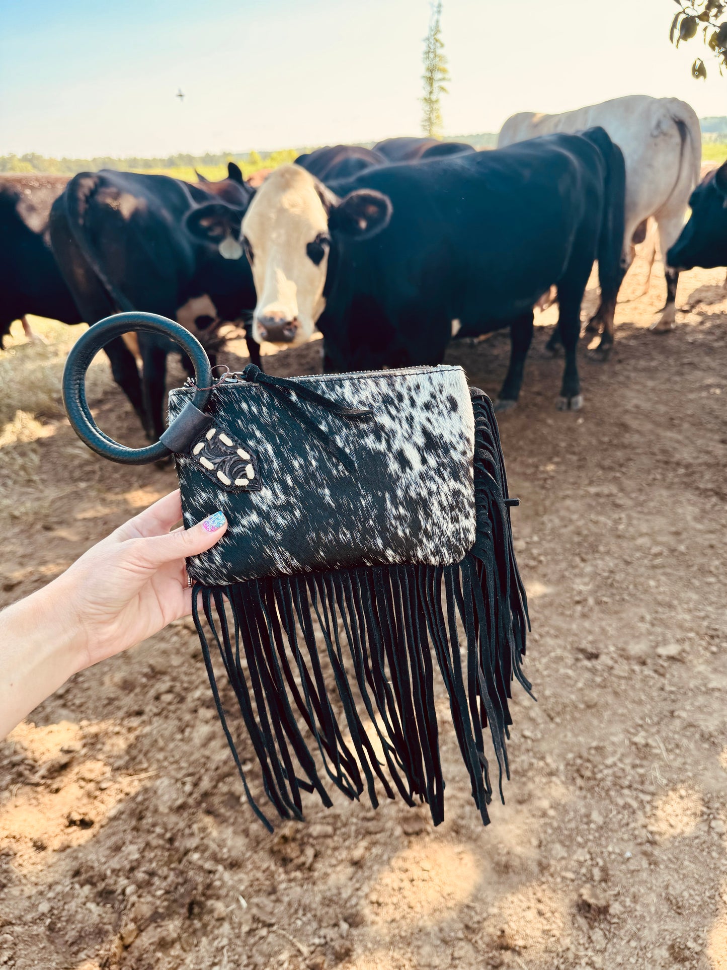 The Fringy Freida Cowhide Wristlet