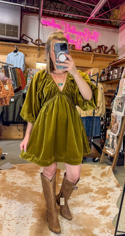 The Velvet Saloon Puff Sleeve Dress