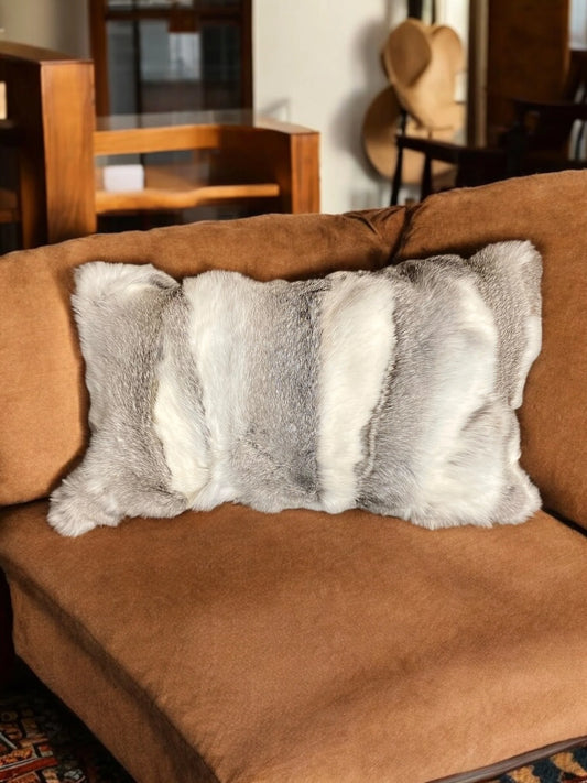 Grey & White Lumbar Pillow