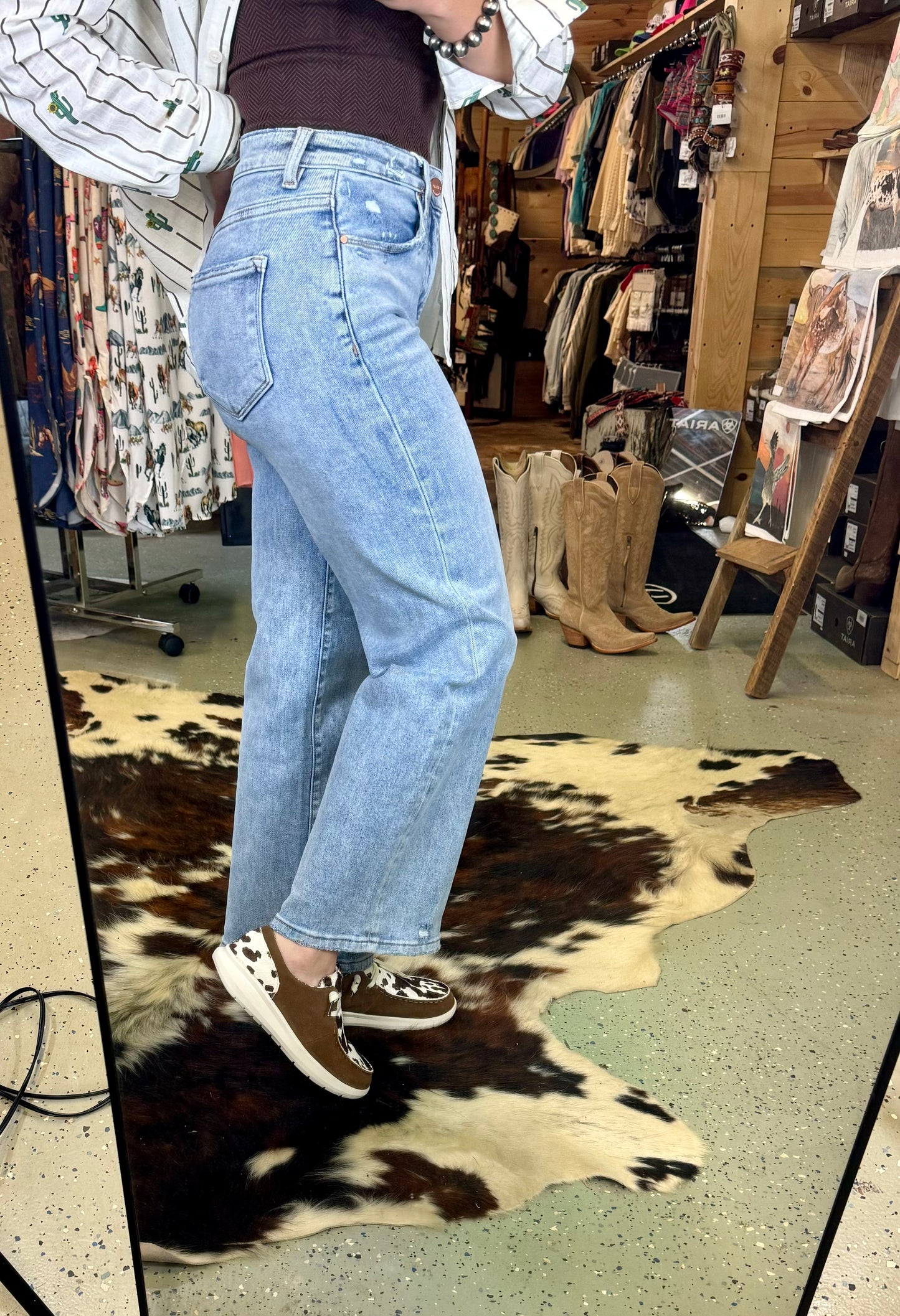 Tummy Control High-Rise Crop Wide Jeans
