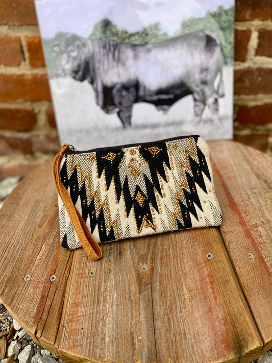 Aztec Beaded Zipper Pouch