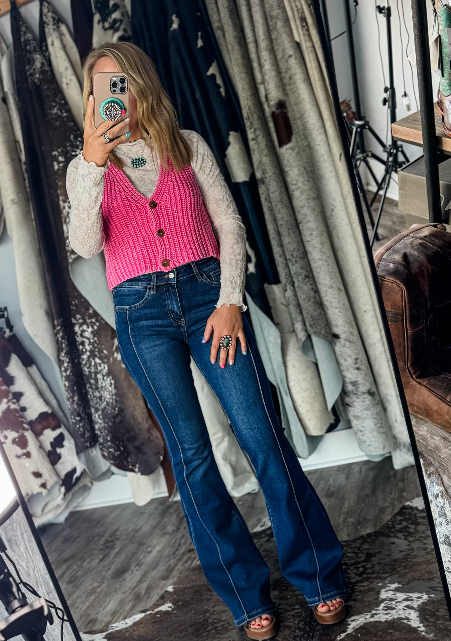 Bridge by Gly (Vervet) -High Rise Flare, Front Pin Tuck