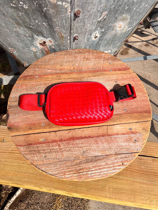 Woven Leather CC Fanny Bag