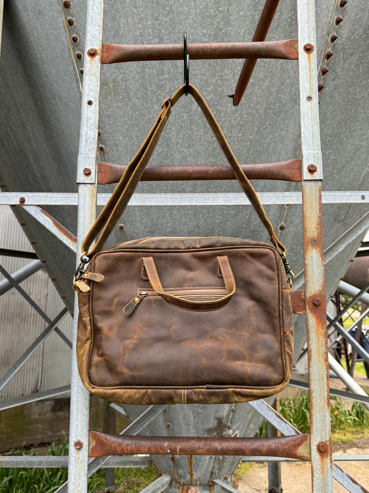 Cowhide Detail Laptop Bag