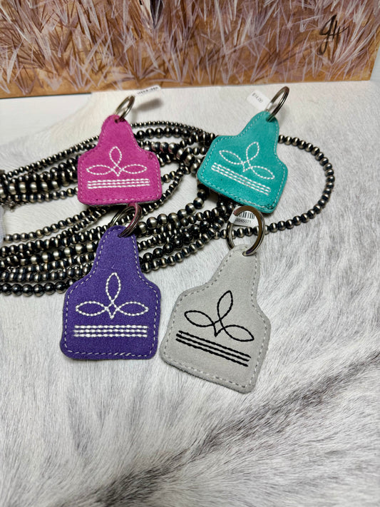 Boot Stitch Ear Tag Keychain